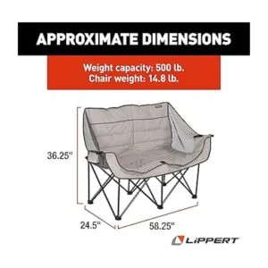 Lippert Sofá acolchado doble ancho con bolsa de transporte_2