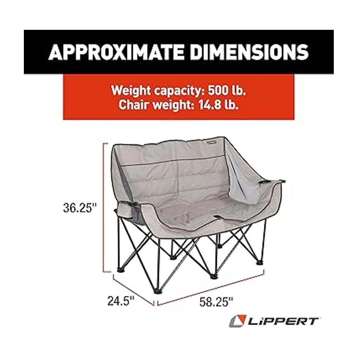 Lippert Sofá acolchado doble ancho con bolsa de transporte_2