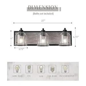 YKLITG BD0053BK Lámparas de tocador de baño de 3 luces_6