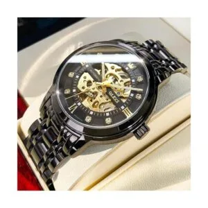 OLEVS Reloj de esqueleto dorado automático mecánico_2