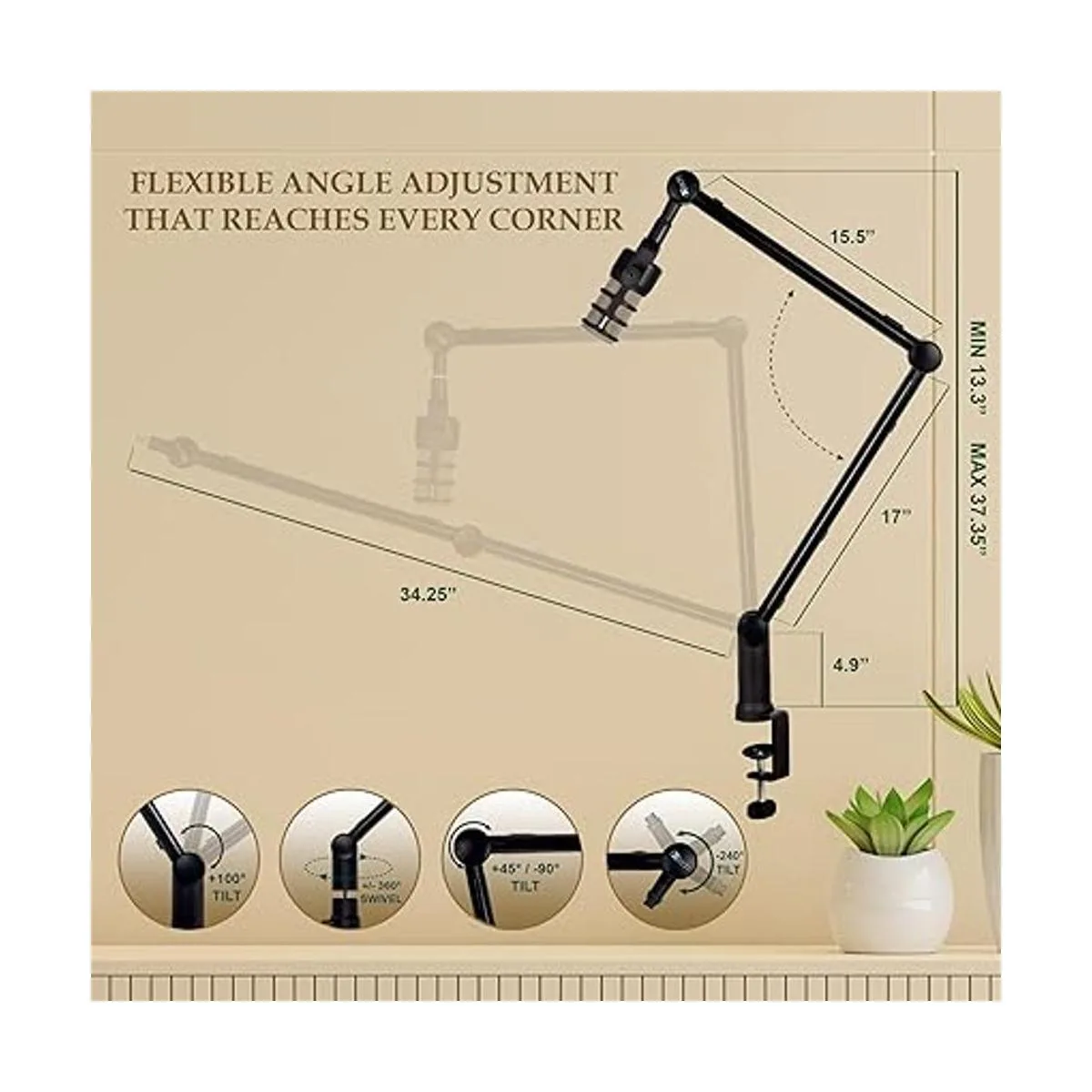 IXTECH Brazo de micrófono con soporte de escritorio_5