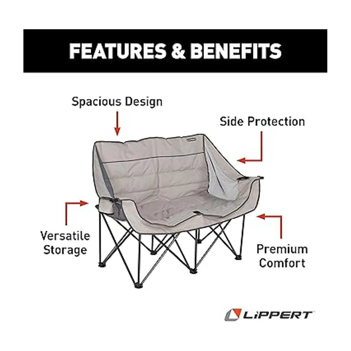 Lippert Sofá acolchado doble ancho con bolsa de transporte_3