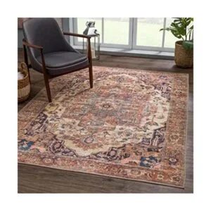 Bloom Rugs Alfombra lavable de 5 x 7 pies color beige y_1
