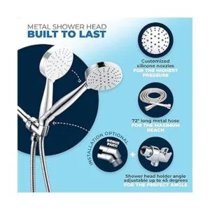 Cabezal de ducha de mano de 3 rociadores de metal con_3