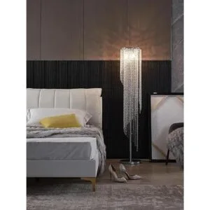 Surpars House Lámpara de pie de cristal plateado en forma_4