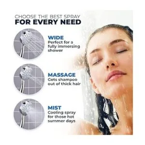 Cabezal de ducha de mano de 3 rociadores de metal con_4