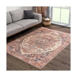 Bloom Rugs Alfombra lavable de 5 x 7 pies color beige y_3