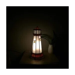 Bieye L10626 Lighthouse Tiffany Lámpara de mesa con_4