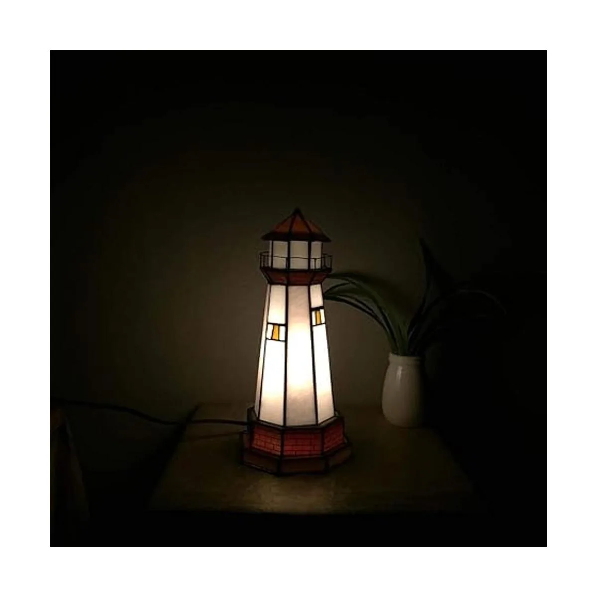 Bieye L10626 Lighthouse Tiffany Lámpara de mesa con_4