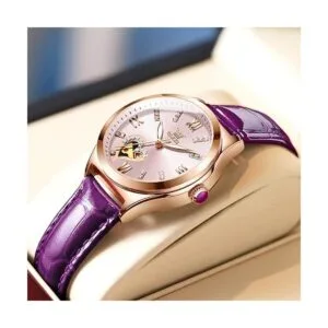 OLEVS Reloj mecánico automático para mujer correa de_2