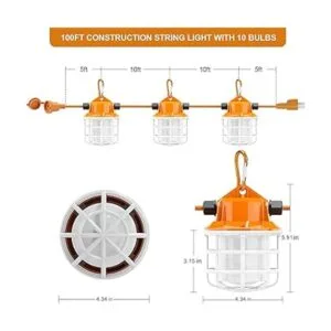 100FT Construction String Lights 150W LED Industrial Grade_2