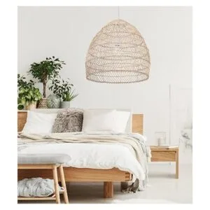 WalmHomie Lámpara colgante tejida de ratán natural de_2