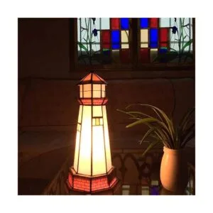 Bieye L10626 Lighthouse Tiffany Lámpara de mesa con_3