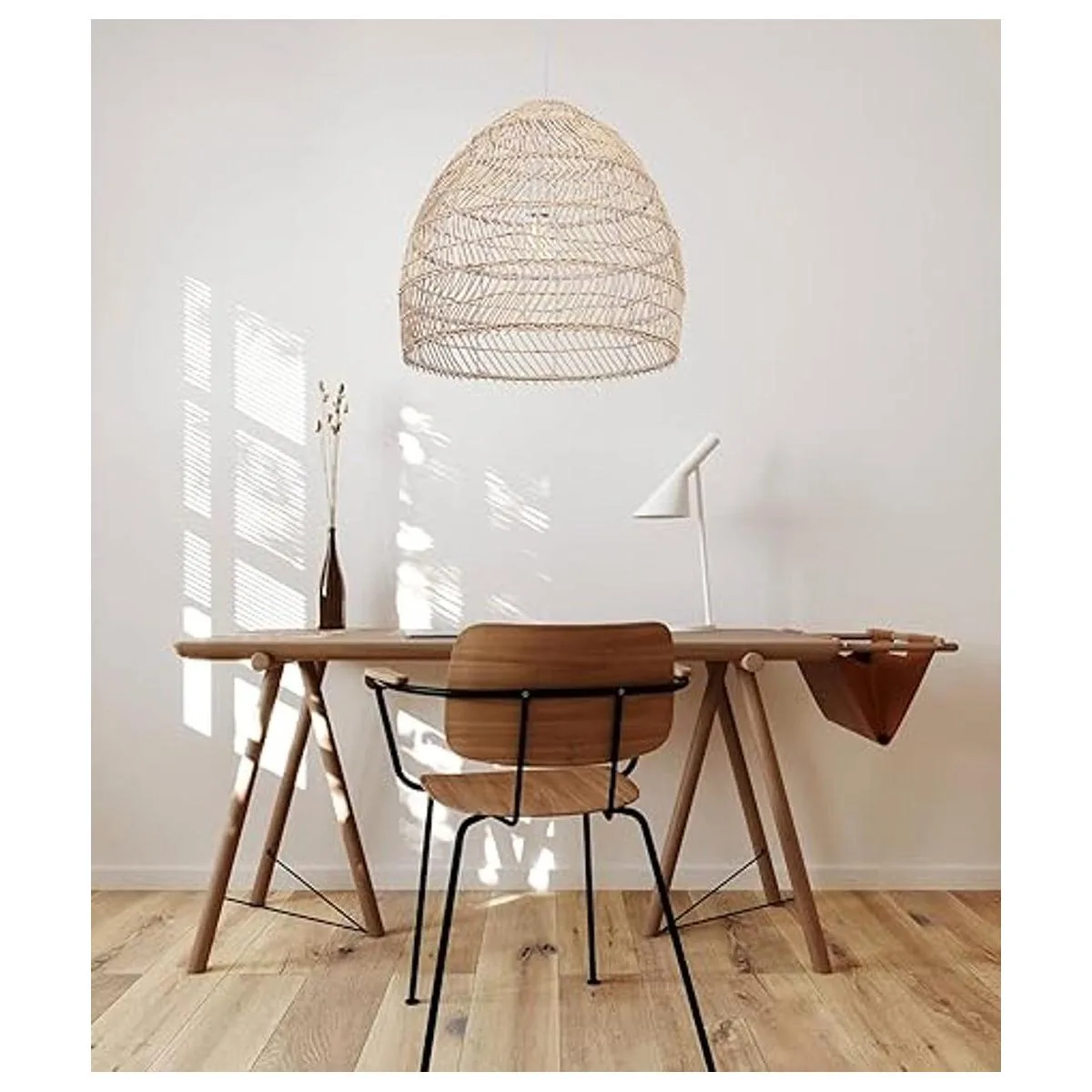 WalmHomie Lámpara colgante tejida de ratán natural de_3