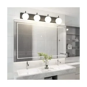 Lámparas de baño 4 luces de tocador color negro mate_6