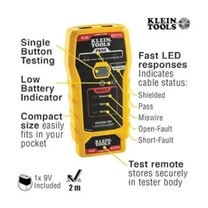 Klein Tools 80093 Probador de cables kit VDV LAN con_2