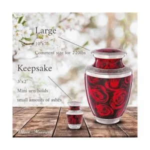 Urna de cremación de rosas carmesí para cenizas humanas_3