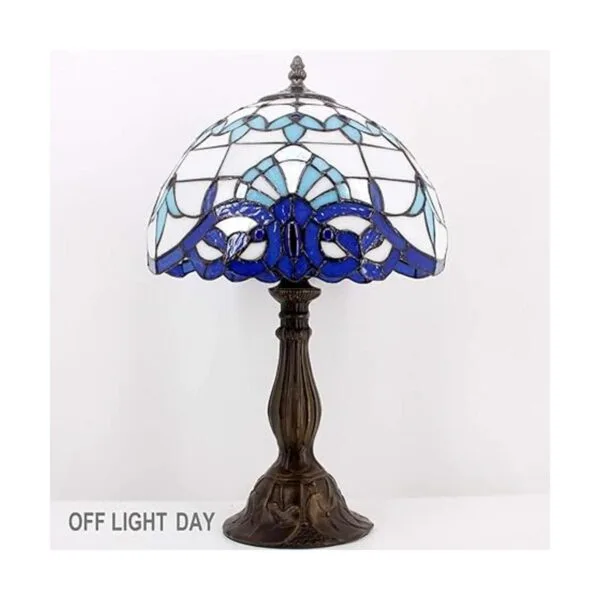 WERFACTORY Tiffany Lámpara de mesa azul marino barroco_4