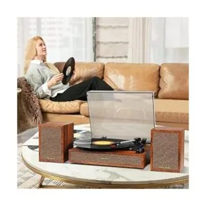 Reproductor de discos de vinilo con altavoces externos_3