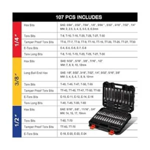 RIMKOLO Juego de brocas de 107 piezas 14 38 y 12_5