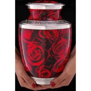 Urna de cremación de rosas carmesí para cenizas humanas_5