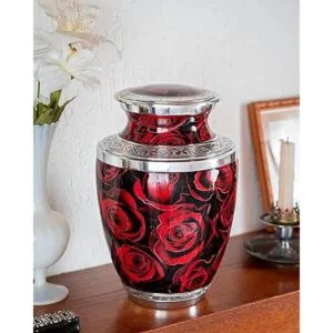 Urna de cremación de rosas carmesí para cenizas humanas_2
