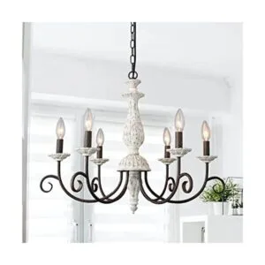 Cawabien Lámpara de araña de estilo rústico para comedor_1