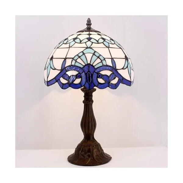 WERFACTORY Tiffany Lámpara de mesa azul marino barroco_2