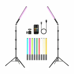 Paquete de 2 varillas de luz LED RGB con trípode kits de_1
