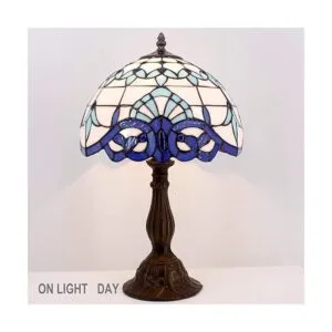WERFACTORY Tiffany Lámpara de mesa azul marino barroco_3