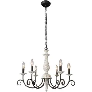 Cawabien Lámpara de araña de estilo rústico para comedor_7