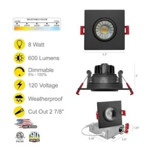 NUWATT Foco empotrable LED cuadrado de 3 pulgadas paquete_2