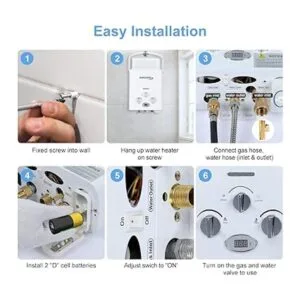 Calentador de agua portátil de propano sin depósito 6 L_5