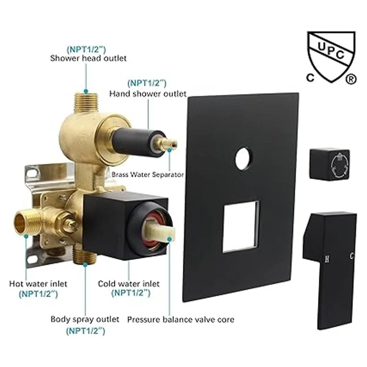 Drettyer Válvula desviadora de ducha de latón macizo_2