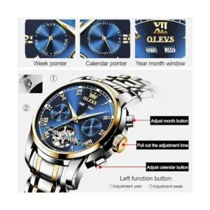 OLEVS Relojes automáticos mecánicos Tourbillon de acero_4