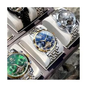 OLEVS Relojes automáticos mecánicos Tourbillon de acero_3