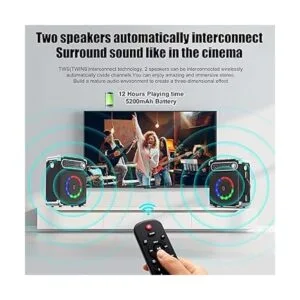 JAUYXIAN Altavoz Bluetooth con dos micrófonos_4