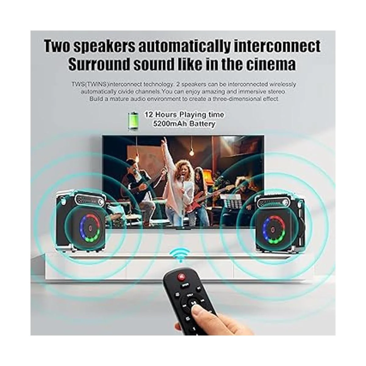 JAUYXIAN Altavoz Bluetooth con dos micrófonos_4