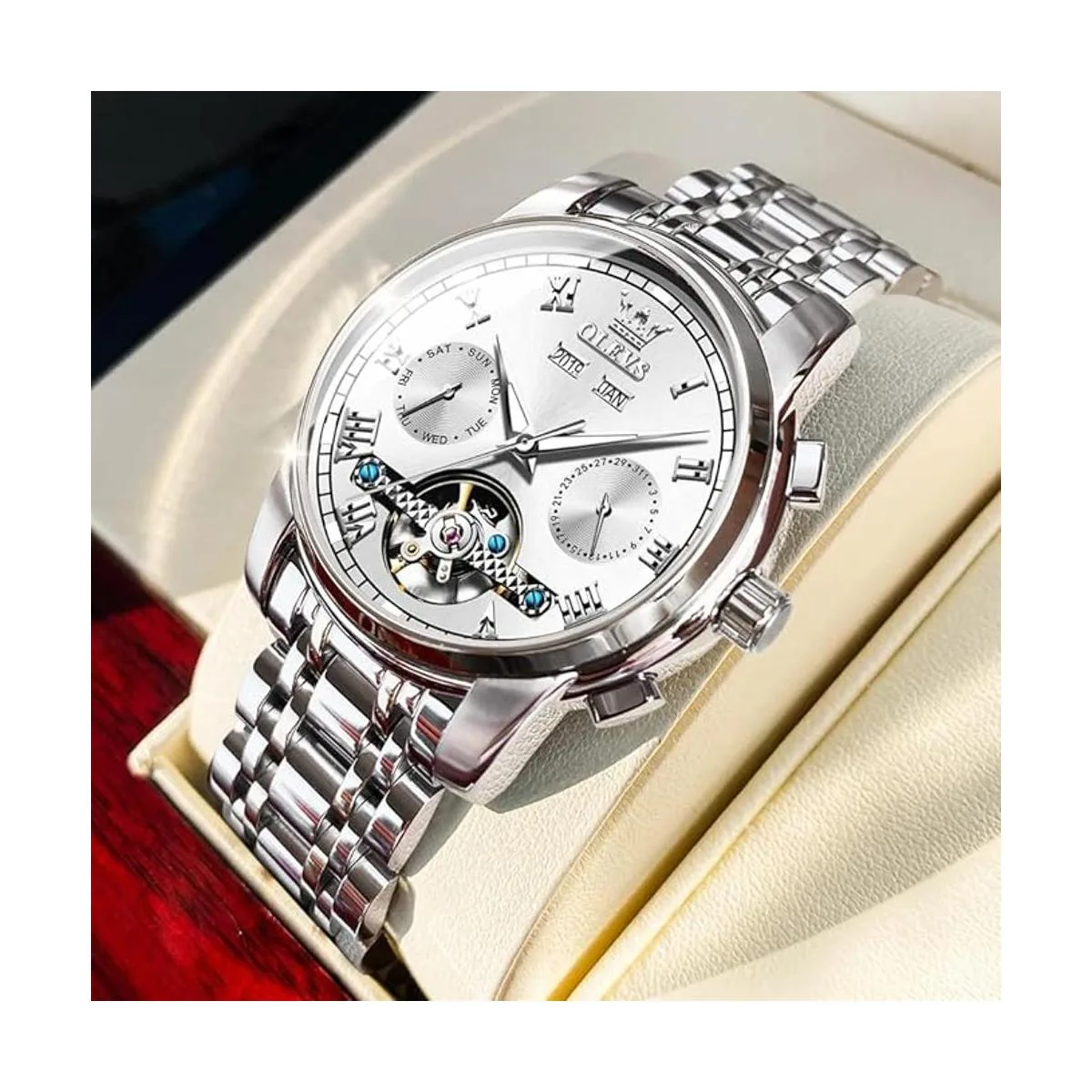 OLEVS Relojes automáticos de cuerda automática para_4