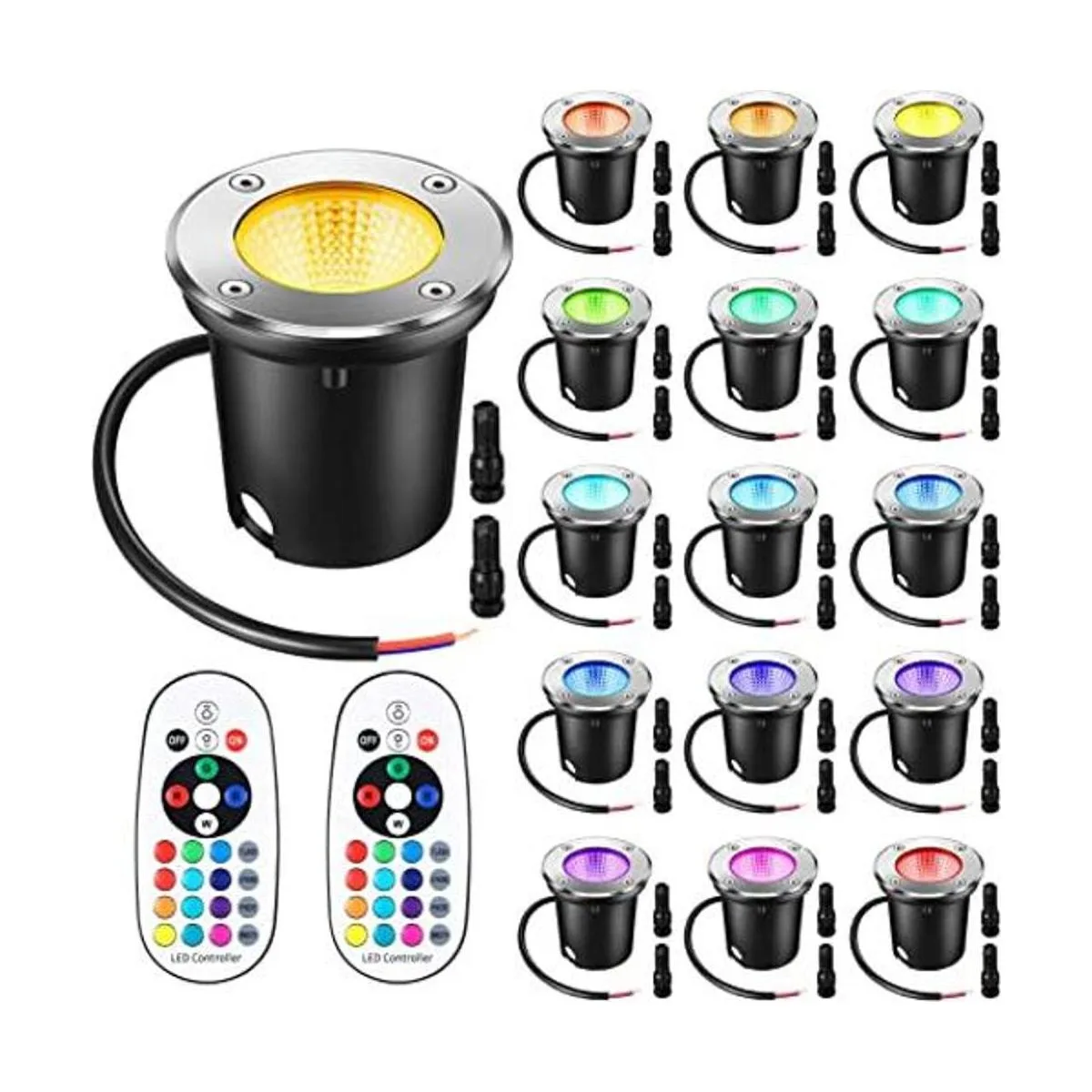 Paquete de 16 luces de paisaje de bajo voltaje de 10 W con_1