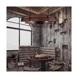 Newrays Lámpara colgante de barril de vino de madera_3