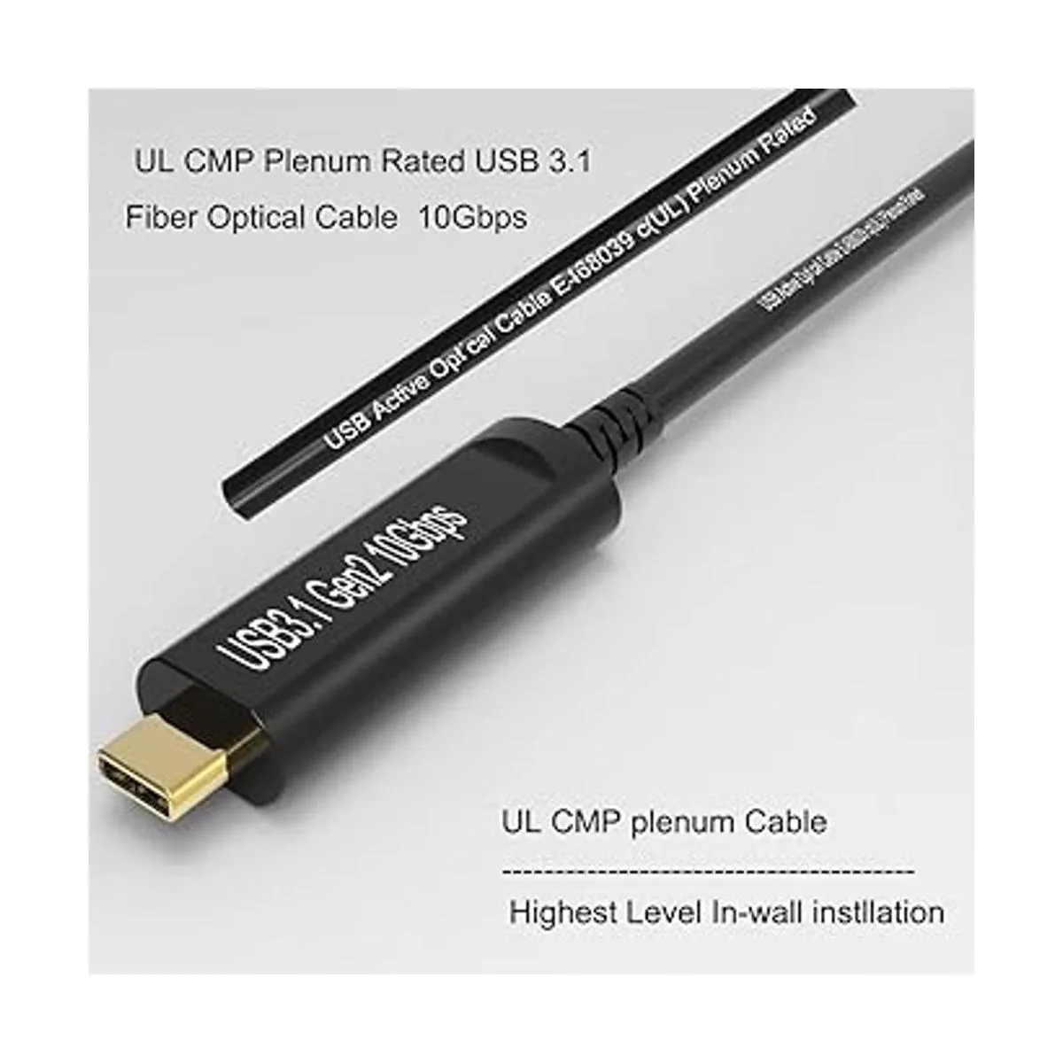 Cable UL CMP Plenum USB A a C de fibra óptica 3.1 10 Gbps_2