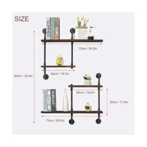 Estante de tubería industrial montado en la pared_3