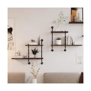 Estante de tubería industrial montado en la pared_4