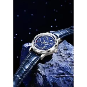 OLEVS Relojes mecánicos automáticos de piel azul con_2