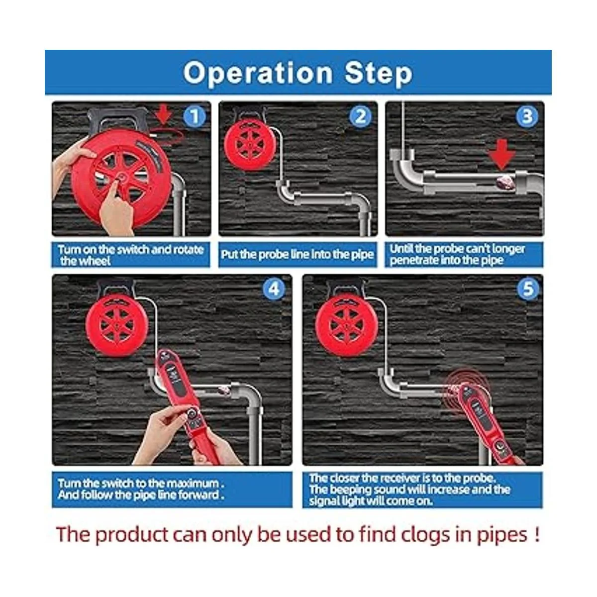 Yeipower Localizadores de detector de bloqueo de tuberías_2