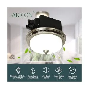 Akicon Ventilador de baño redondo ultra silencioso de 110_4