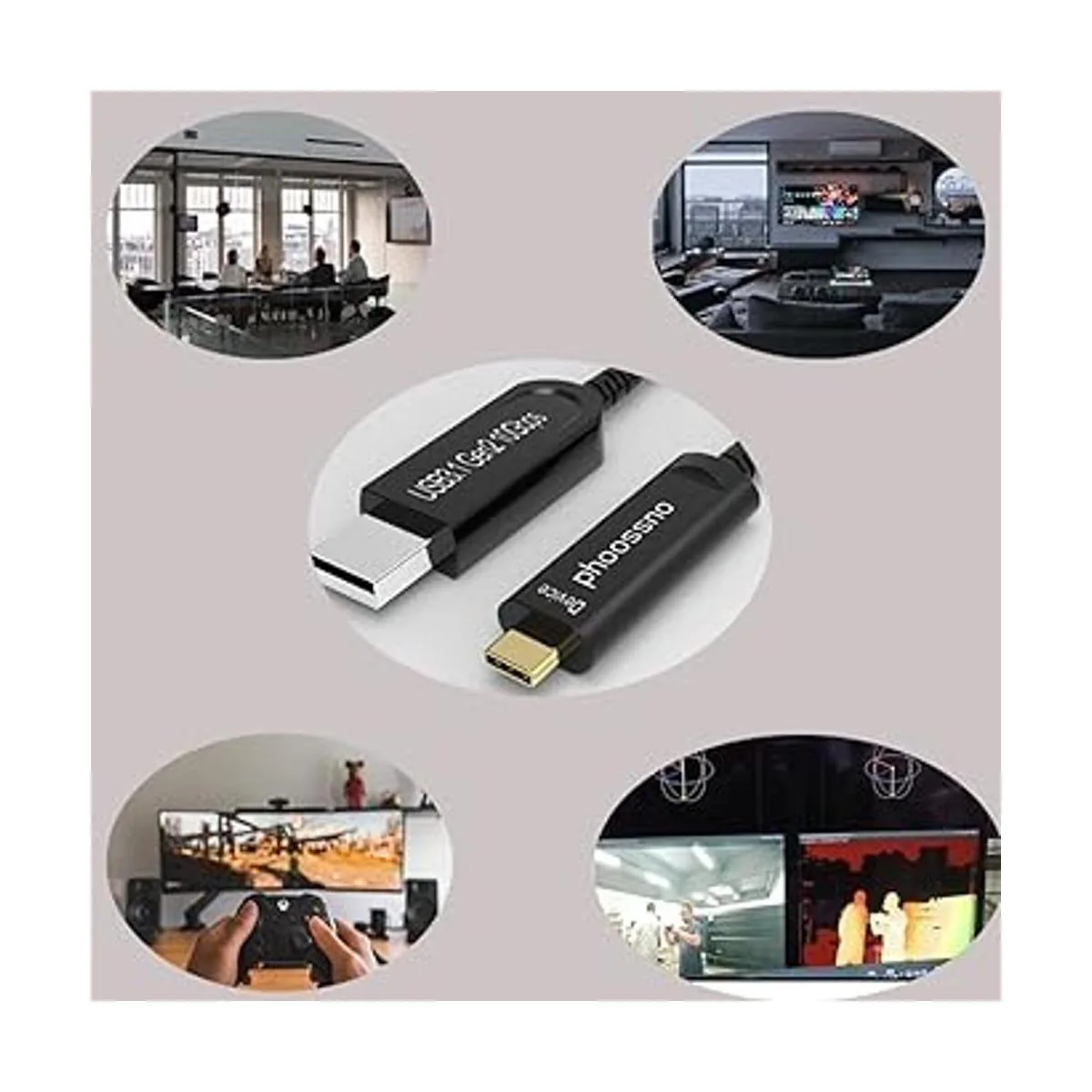 Cable UL CMP Plenum USB A a C de fibra óptica 3.1 10 Gbps_4