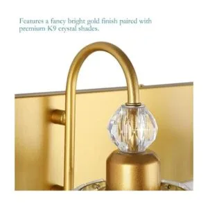 Ralbay Luces de tocador doradas de 4 luces de cristal_7