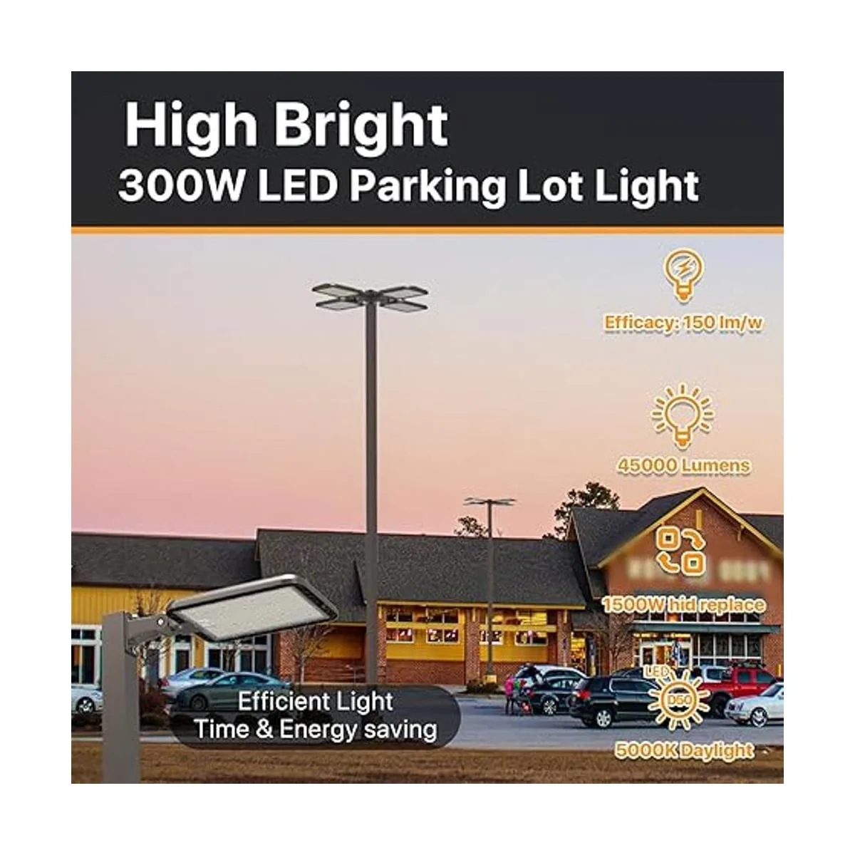 DEMILARE Luz LED de estacionamiento de 300 W luces_2